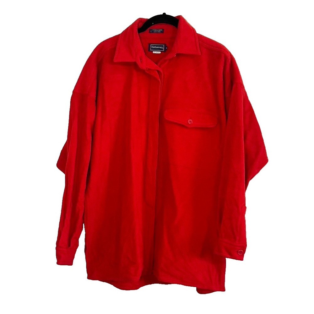 Vintage Wool Button Up Jacket Red S Festive Holiday Lagen Minimalist Retro 80s